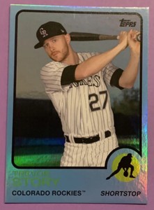 /25 RARE TREVOR STORY SSP 2021 Topps Archives (1973) BLUE FOIL Rockies Card #116
