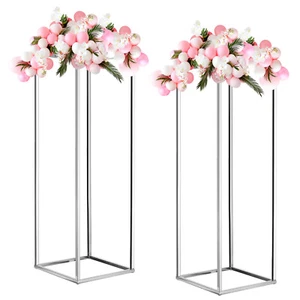 Hochzeitsblumenständer Vase Säule, 60 cm hoher Blumenständer Silbertonen, 2 - Bild 1 von 6