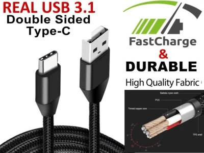 Type-C USB-C 2 Male Data Sync FAST Charger Charging Cable Samsung Galaxy S20 S10 - Image 1 of 4