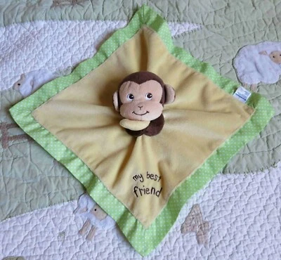 Garanimals Monkey My Best Friend Yellow Green w Dots Baby Security Blanket Lovey - Image 1 of 4