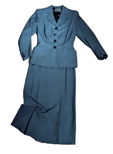 Vintage Tailored 1940s O'Rosseu Paris Charcoal Grey Two Piece Suit Custom F/S - Bild 1 von 23