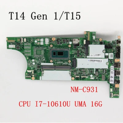 NM-C931 For Lenovo ThinkPad T14 Gen 1/T15 Motherboard I7-10510U 16GB 5B20Z46043 - Image 1 of 3