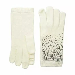 Calvin Klein Ombre Crystal Studded Gloves White With Silver Sequins Size L Large - Picture 1 of 7
