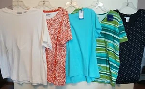 5 Ladies Plus Size 2X Short Sleeve Tops Tee Shirts Mixed Lot 7 - Picture 1 of 12