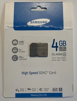 Samsung 4 GB High Speed SDHC Card Brushed Metal Water/Shock/ Magnet Proof - Image 1 of 2