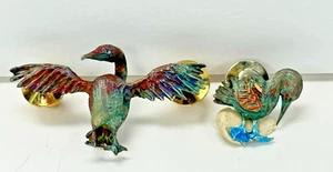 Blue-Footed Booby lapel 2 pins Artisan cast Sterling silver custom Patina - Picture 1 of 14