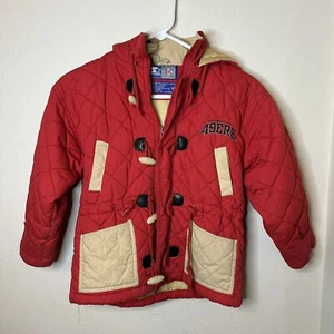 Vtg Starter 49ers Quilted Parka Kids Jacket Double Closure Size Medium Red Gold - Picture 1 of 11