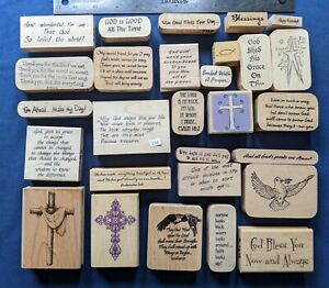 C54-28 Religious theme wood mounted rubber stamps-cross, inspirational quotes