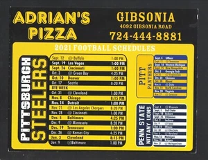 Pittsburgh Steelers 2021 Magnet Schedule Adrian's Pizza - Picture 1 of 1