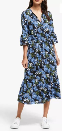 Abito Michael Kors Midi taglia S UK 8 10 manica blu e floreale nuovo!