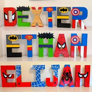 Childrens Superhero letters names.Marvel Avengers Spider-Man batman ironman kids - Picture 1 of 9