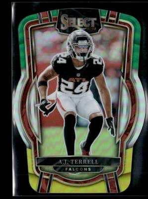 A.J. Terrell - 2022 Panini Select Green and Yellow Prizm Die Cut #296 Falcons - Image 1 of 2