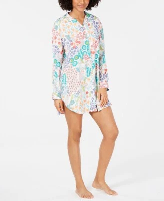 Josie by Natori Lotus Boutique Flower-Print Notch Collar Sleepshirt   XS - Image 1 of 4