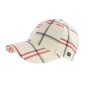 Craggi Baseball Cap Checkered Style Head Hat Ladies Mens Vintage Cream & Red - Picture 1 of 2