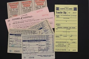 VINTAGE TICKETS & COUPONS OKLAHOMA PULLMAN SANIBEL SANTA FE TRANSFER SLIP BOOK - Picture 1 of 12