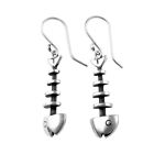 Maria Belen Taxco Designer 925 Sterling Silver Fish Skeleton Dangle Earrings