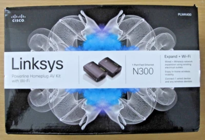 Linksys PLWK400 Powerline Homeplug AV Kit with  Wi-Fi N300 1 Port Open Box - Image 1 of 4
