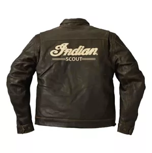 New Indian Scout Motorcycle Jacket Classic Leather Jacket Indian Classic Bobber - Picture 1 of 3