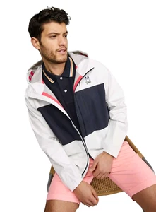 PSYCHO BUNNY Mens SMALL CLIFTON Sport JACKET Hooded Full Zip Drawstring Packable - Picture 1 of 10