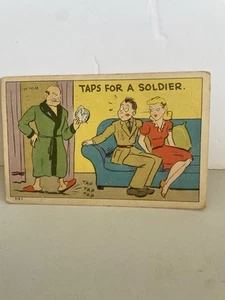 Cartolina d'epoca 1943 seconda guerra mondiale rubinetti per un soldato usata in lino timbrata - Foto 1 di 2