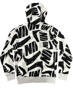 Nike Men's Sportswear All Over Print Futura Club Pullover Hoodie Size 2XL Black - Picture 1 of 9
