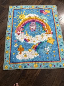 Carebear Care Bear Baby Infant Blanket Quilt Comforter Play Mat Rainbow Trail - Picture 1 of 4