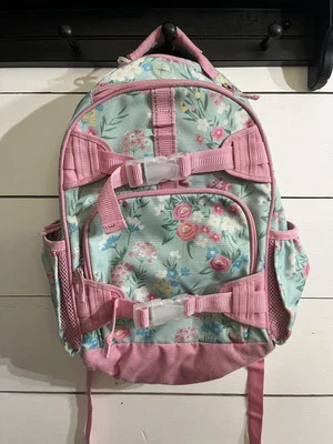 Mochila pequeña Pottery Barn niños ramos Mackenzie verde azulado flores rosa aguamarina Foto 1 de 4