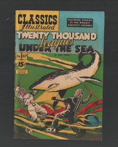 CLASSICS ILLUSTRATED #47 TWENTY THOUSAND LEAGUES UNDER THE SEA GD HRN 94 1952 - Picture 1 of 5