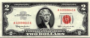 1963 $2 Red Seal Legal Tender UNC-Fr. 1513 - Picture 1 of 3