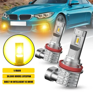AUXITO H11 H16 H8 Fog Driving LED Light DRL Gold Yellow Bright High Bulbs Power - Picture 1 of 8