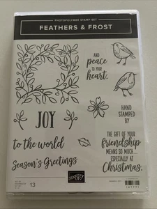 Stampin’ Up! Juego de estampillas PLUMAS Y ESCARCHA temporada de Navidad saludos y más - Imagen 1 de 2