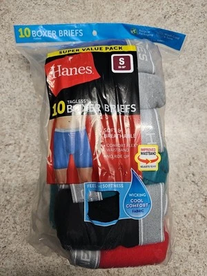 Hanes Men's 10 Pack Tagless Boxer Briefs Size S NIP - Image 1 of 4