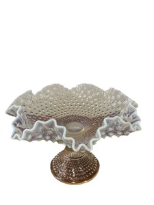 Fenton Hobnail Footed Bowl Dish French Opalescent #389 Rare Vintage MCM - Picture 1 of 8