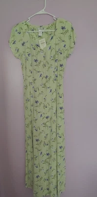 Coldwater Creek SZ 8 Cottage Core Romance Button Down Maxi Lace Up Tie Back NWT - Image 1 of 4