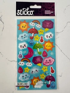 Sticko Autocollant 36PC Multi Color Weather Repeat Sun Wind Rainbow Scrapbooking