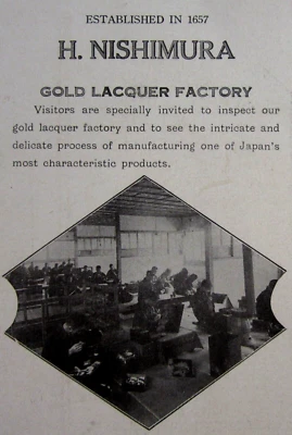Folleto de fábrica vintage japonés de laca de oro H Nishimura de Kioto años 30 Foto 1 de 4