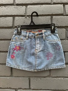 VTG Bacci Girl Jean Mini Skirt Bedazzled Rhinestone Embroidered Flower Sequins 8 - Picture 1 of 11