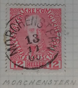 1909 Austria 12H Franz Josef I Commemorative Stamp cd Morchenstern - Picture 1 of 2