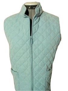 VAN HEUSEN Baffled Ski Vest M Dusty Blue Zip Up Mock nec Insulated Winter warm - Picture 1 of 6