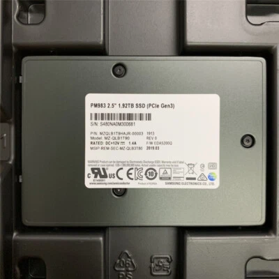Samsung 1.92TB SSD PM983 U.2 MZQLB1T9HAJR-00007 2.5" PCI-E 3.0 x4 MZ-QLB1T90 new - Image 1 of 4