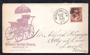 U.S. 1895 ADVERTISING MONTPELIER CARRIAGE COMPANY OF VT. WITH FANCY CANCEL - Picture 1 of 2