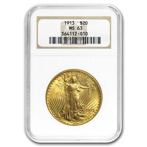 1913 $20 Saint-Gaudens Gold Double Eagle MS-63 NGC Cover