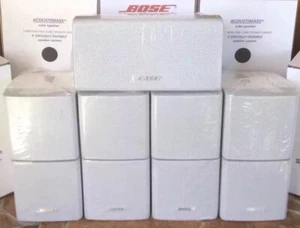 5 Bose MINT Double Cube Speakers Acoustimass Lifestyle 1 Center 4 Surround White - Picture 1 of 11