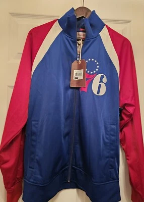 Authentic Phila 76ers Mitchell &Ness NBA Jacket (L) Red/Blue/White New w/Tags - Image 1 of 4