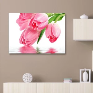 Tulipani rosa 5 QUADRO SU TELA 70x50 cm STAMPA FIORI PANNELLO SOGGIORNO SALOTTO - Foto 1 di 3