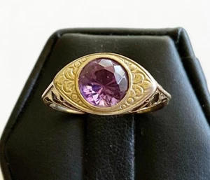 Antique Art Nouveau 14k Two Toned Amethyst Ring - Picture 1 of 5