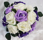 Wedding Flowers Ivory Purple Lilac Brides Bridesmaids Bouquet Posys Cake Toppers
