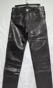Macna Women’s Black Leather Motorcycle Riding Pants Size 30" X 28" Inseam - Bild 1 von 11