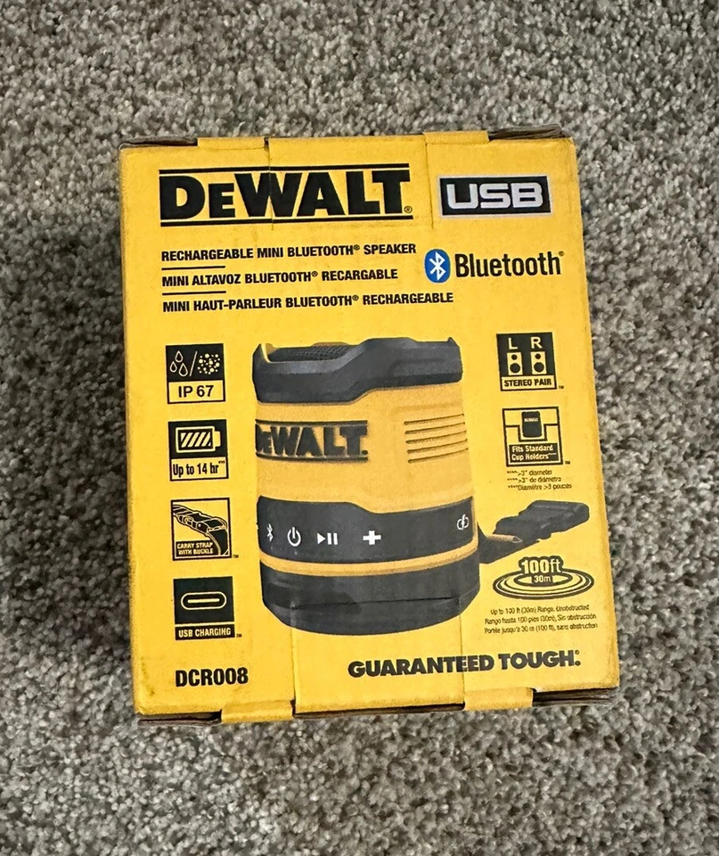 DeWalt DCR008 Rechargeable USB-C Bluetooth Jobsite Speaker