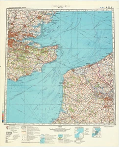 Mapa topográfico militar soviético ruso - CALAIS (Francia), 1:500 000, edición 1985 - Imagen 1 de 3